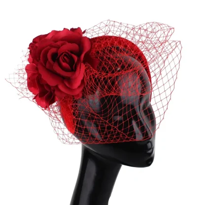Floral Headband Fascinator with Net Veil