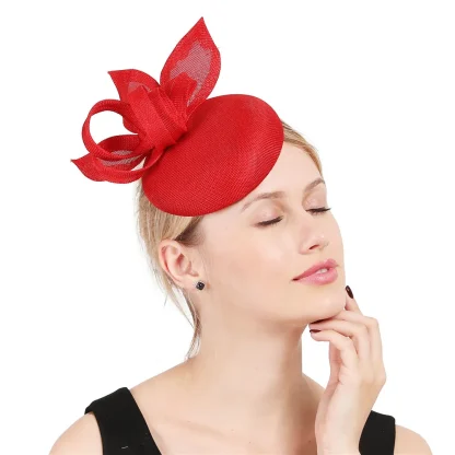 Round Plain Color Sinamay Headpiece - Image 8