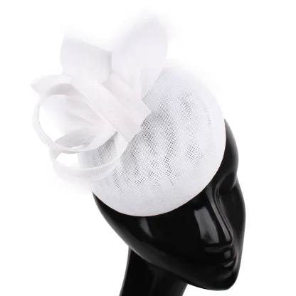 Round Plain Color Sinamay Headpiece - Image 10
