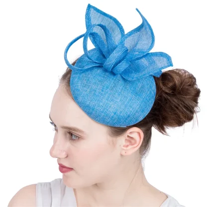 Round Plain Color Sinamay Headpiece - Image 2