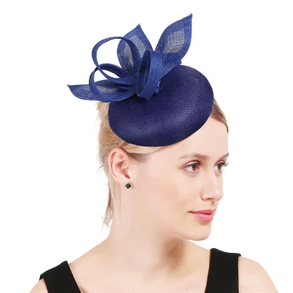 Round Plain Color Sinamay Headpiece - Image 6