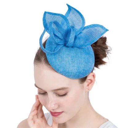 Round Plain Color Sinamay Headpiece - Image 3