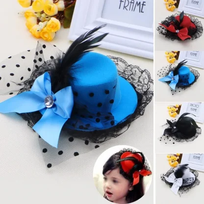 Mini Top Hat Headpiece with Polka Dot - Image 6