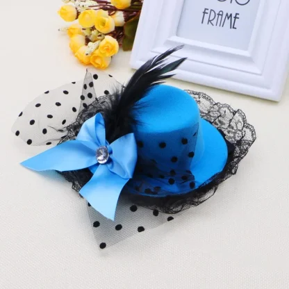 Mini Top Hat Headpiece with Polka Dot - Image 2