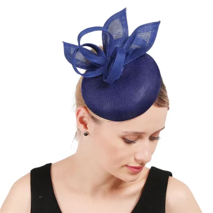 Round Plain Color Sinamay Headpiece - Image 5
