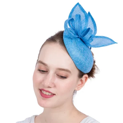 Round Plain Color Sinamay Headpiece - Image 4