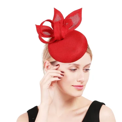 Round Plain Color Sinamay Headpiece - Image 7