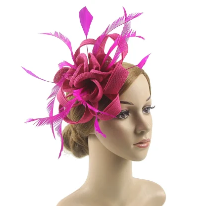 Intricate Floral Headpiece with Faux Feather