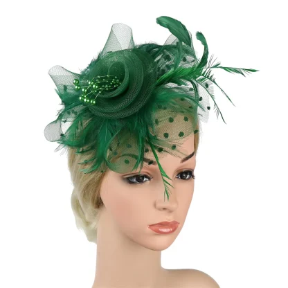 Polka Dot Mesh Headpiece with Floral - Image 6