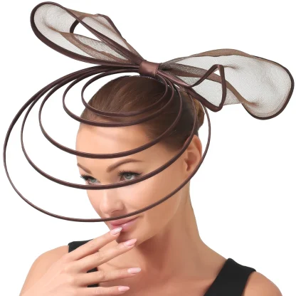 Large Bow Fascinator with Multilayered Decor - Image 6