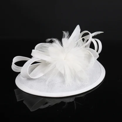 Large Mesh Cocktail Hat with Solid Color - Image 3