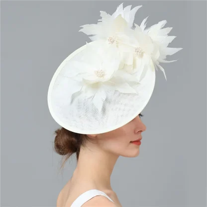 Teardrop Disc Fascinator with Floral Design - Image 10