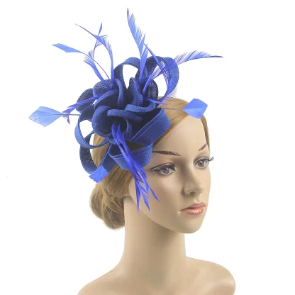 Intricate Floral Headpiece with Faux Feather - Image 6