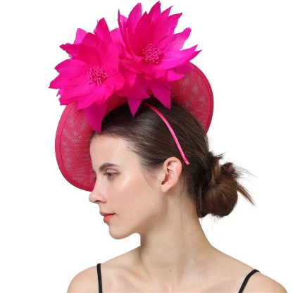 Teardrop Disc Fascinator with Floral Design - Image 2
