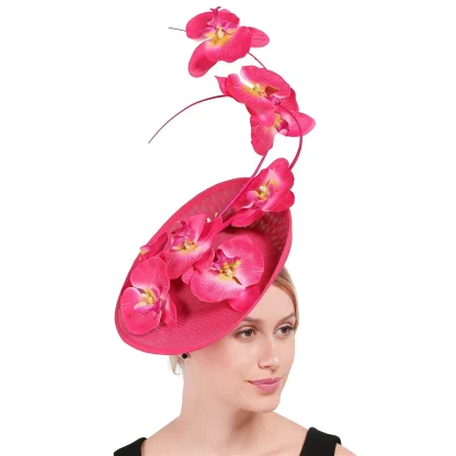 Whimsical Disc Cocktail Hat with Floral - Image 2