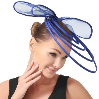 Large Bow Fascinator with Multilayered Decor - Image 2