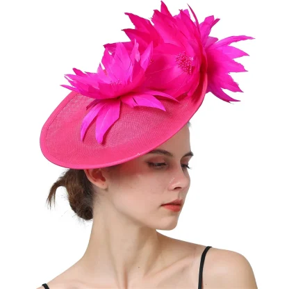 Teardrop Disc Fascinator with Floral Design - Image 3