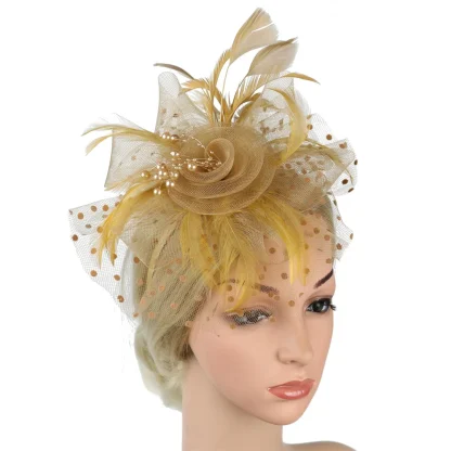 Polka Dot Mesh Headpiece with Floral - Image 7