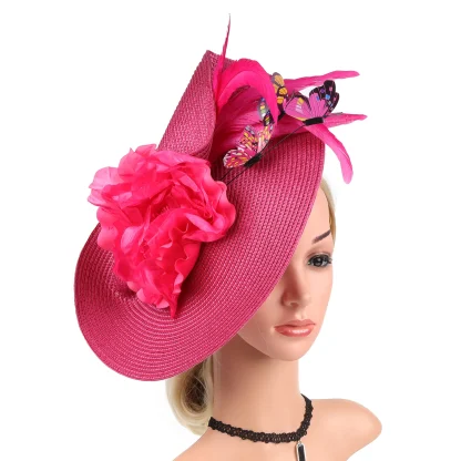 Cocktail Hat with Floral and Butterfly Decor - Image 8