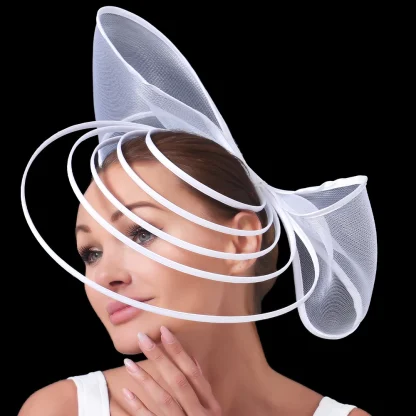 Large Bow Fascinator with Multilayered Decor - Image 12