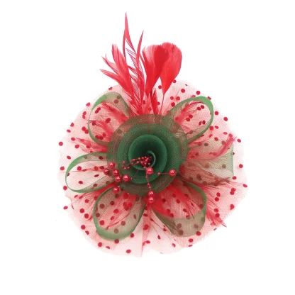 Polka Dot Mesh Headpiece with Floral - Image 12