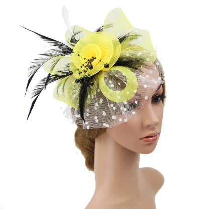 Polka Dot Mesh Headpiece with Floral - Image 8