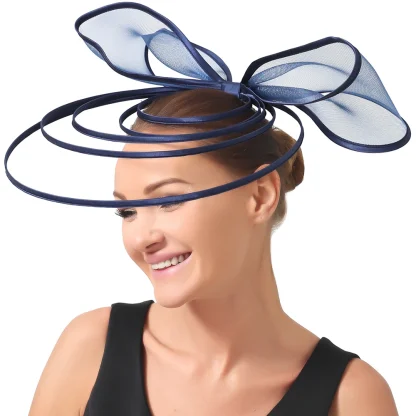 Large Bow Fascinator with Multilayered Decor - Image 3