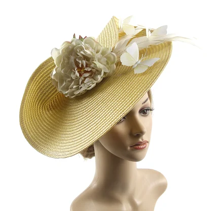 Cocktail Hat with Floral and Butterfly Decor - Image 7