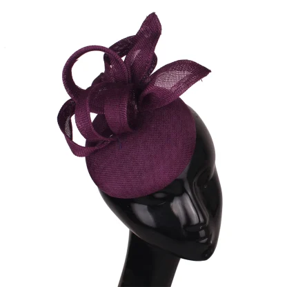 Round Plain Color Sinamay Headpiece - Image 9