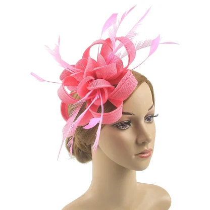 Intricate Floral Headpiece with Faux Feather - Image 2