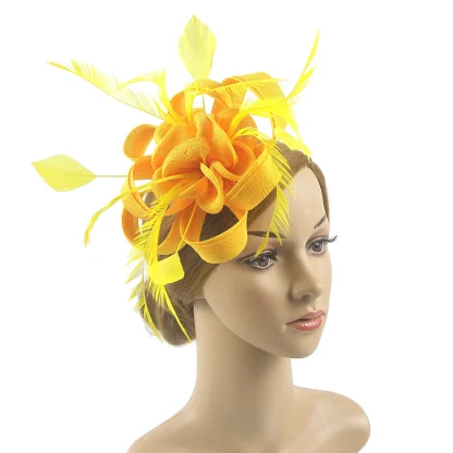 Intricate Floral Headpiece with Faux Feather - Image 4