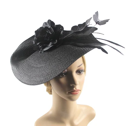Cocktail Hat with Floral and Butterfly Decor - Image 6