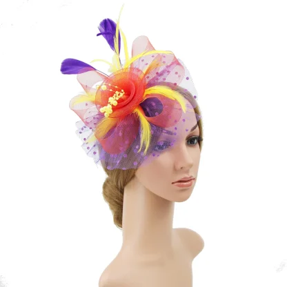 Polka Dot Mesh Headpiece with Floral - Image 10