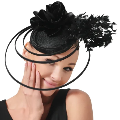 Glamorous Fascinator with Floral Design - Image 3
