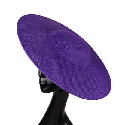 Large Round Plain Color Cocktail Hats - Image 3