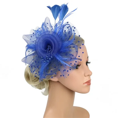 Polka Dot Mesh Headpiece with Floral - Image 9