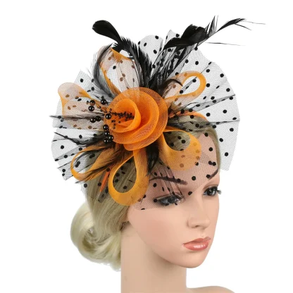 Polka Dot Mesh Headpiece with Floral - Image 5