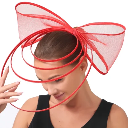 Large Bow Fascinator with Multilayered Decor - Image 7