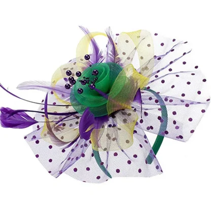 Polka Dot Mesh Headpiece with Floral - Image 13