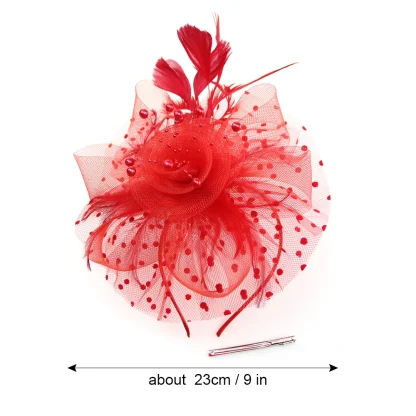 Polka Dot Mesh Headpiece with Floral - Image 15