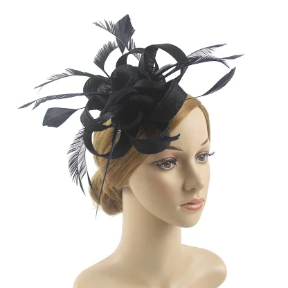 Intricate Floral Headpiece with Faux Feather - Image 7