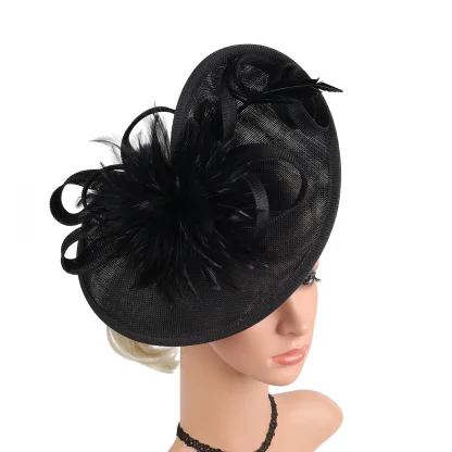 Large Mesh Cocktail Hat with Solid Color - Image 6