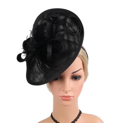 Large Mesh Cocktail Hat with Solid Color - Image 5