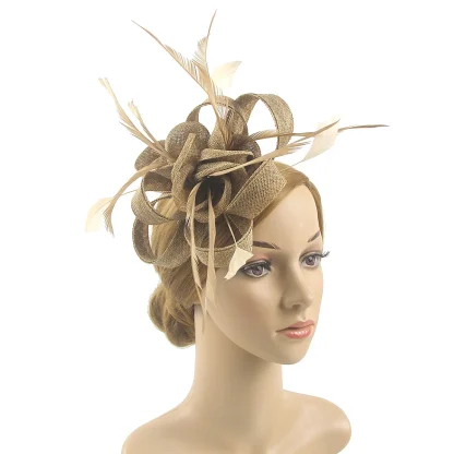 Intricate Floral Headpiece with Faux Feather - Image 8