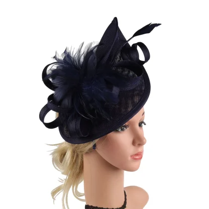 Large Mesh Cocktail Hat with Solid Color - Image 7