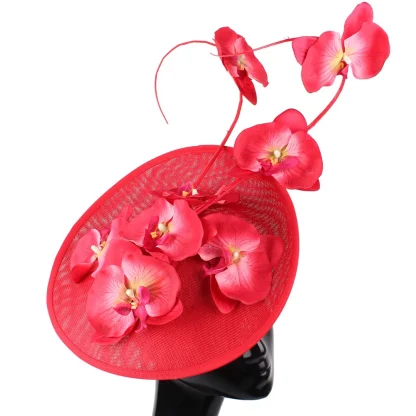 Whimsical Disc Cocktail Hat with Floral - Image 3