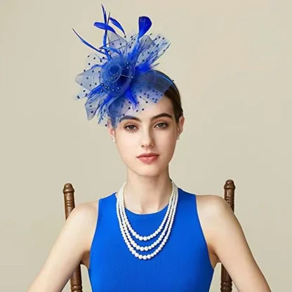 Polka Dot Mesh Headpiece with Floral - Image 4