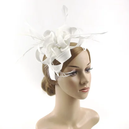 Intricate Floral Headpiece with Faux Feather - Image 9
