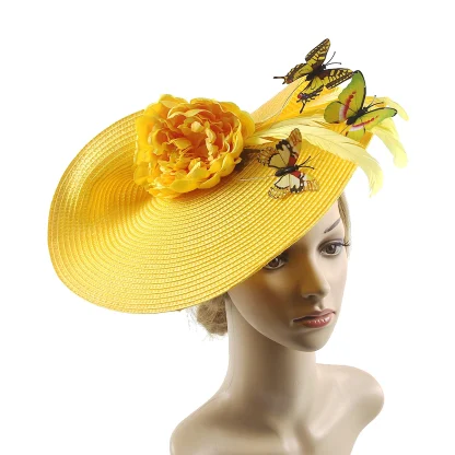 Cocktail Hat with Floral and Butterfly Decor - Image 5