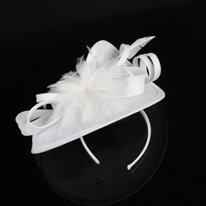 Large Mesh Cocktail Hat with Solid Color - Image 4
